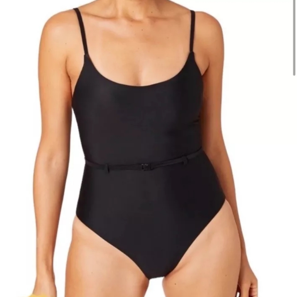 Andie Swim Black Scoopneck Belted Riviera One Piece Swimsuit Size XS New Tags